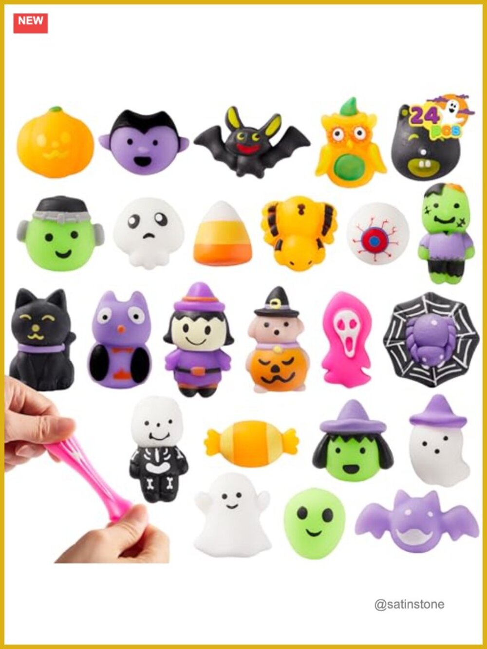 24 Pack Halloween Mochi Squishy Toys Stress Relief Party Favors Classroom Prizes